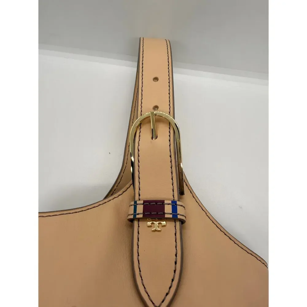 Tory Burch Striped Leather Wine/Water Bottle Tote Bucket Bag